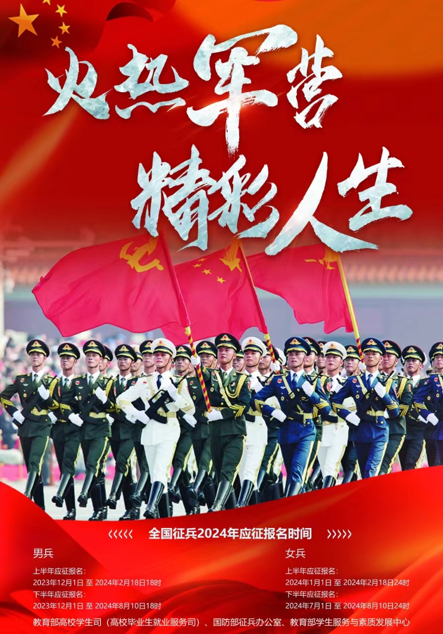 全国征兵2024年应征报名时间